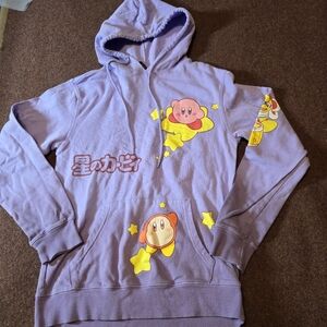 Kirby Nintendo Hoodie Women's Medium Lavender Gamer Retro Colorful